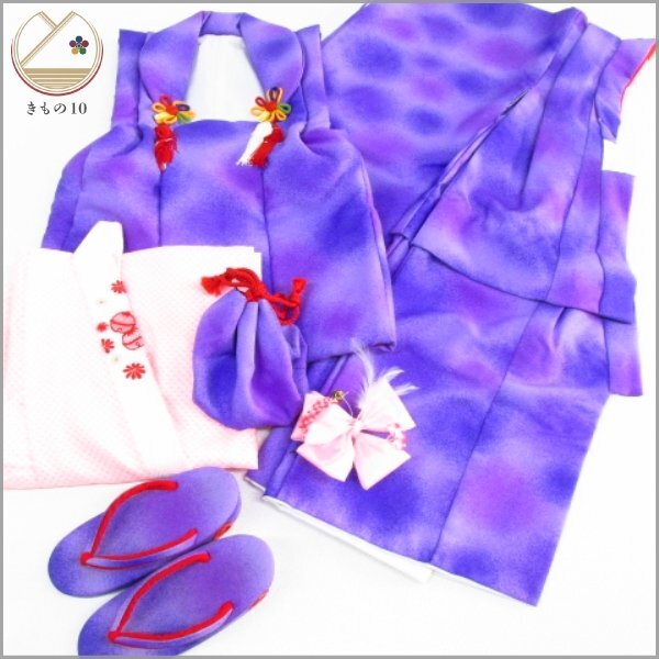 * кимоно 10* 1 иен .. ребенок кимоно для девочки "Семь, пять, три" . ткань * нижняя рубашка * мелкие вещи комплект . длина 75cm.38cm [ включение в покупку возможно ] **