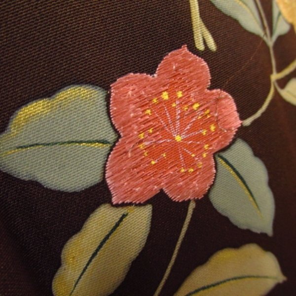 * kimono 10* 1 jpy silk road line coat embroidery . length 91cm.56cm [ including in a package possible ] **