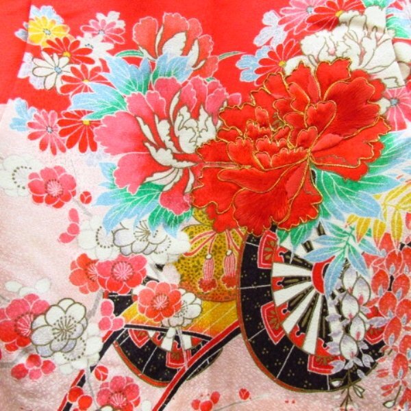 * kimono 10* 1 jpy silk child kimono for girl The Seven-Five-Three Festival three -years old for underskirt set . length 81cm.42cm [ including in a package possible ] **