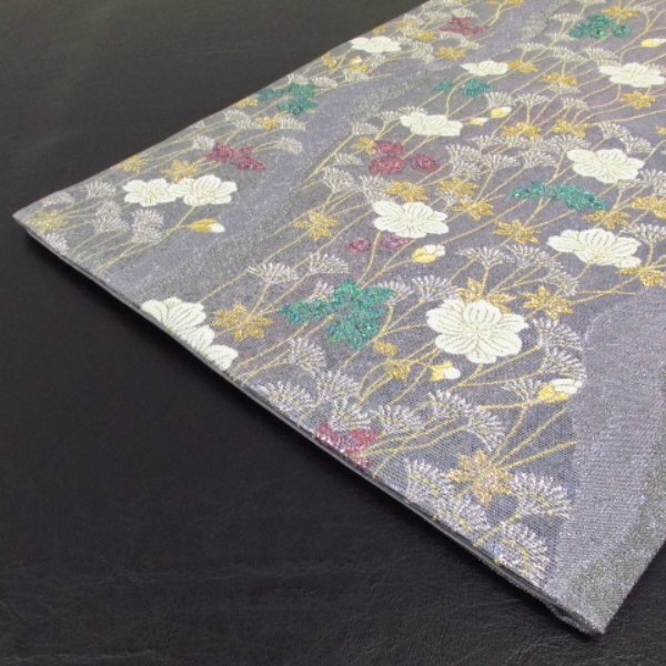 * kimono 10* 1 jpy silk double-woven obi six through pattern length 425cm [ including in a package possible ] ****