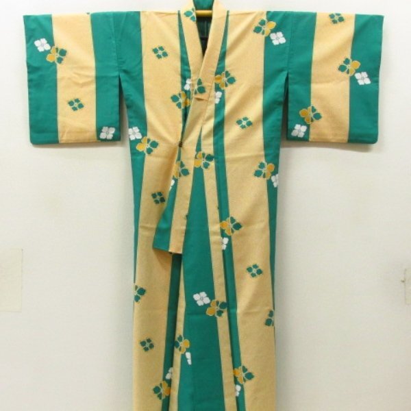 * kimono 10* 1 jpy .. fine pattern L size single . length 166cm.69cm [ including in a package possible ] **