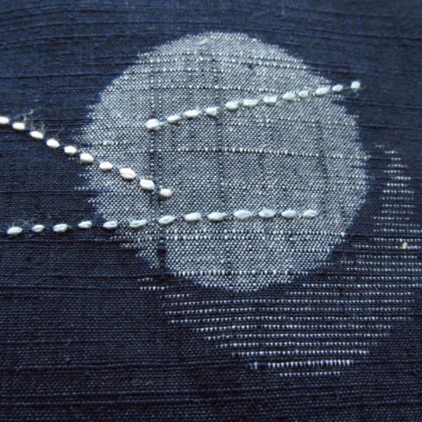 ★着物10★ 1円 絹 和装コート 刺し子刺繍 絣文様 単衣 身丈128cm 裄68cm [同梱可] ☆☆☆☆_画像4