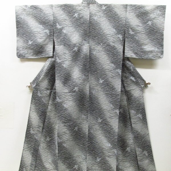 * kimono 10* 1 jpy .. fine pattern Mai butterfly L size single . length 163cm.68cm [ including in a package possible ] **