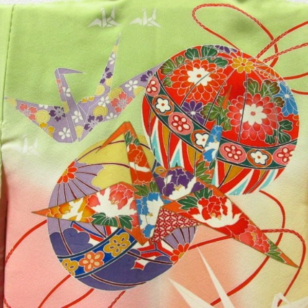 * kimono 10* 1 jpy silk child kimono for girl .. length 95cm.47cm [ including in a package possible ] **
