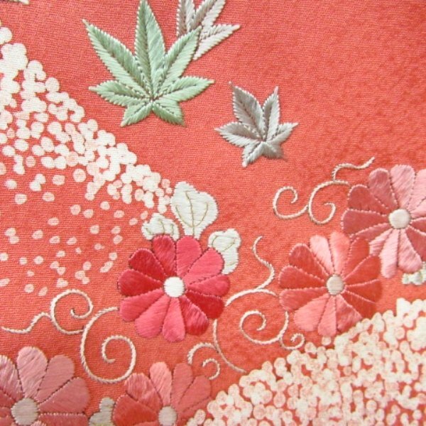 * kimono 10* 1 jpy silk tsukesage embroidery . length 164cm.65cm [ including in a package possible ] **