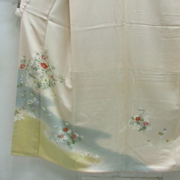* kimono 10* 1 jpy silk tsukesage gold paint . length 158cm.66cm [ including in a package possible ] **