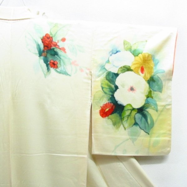 * kimono 10* 1 jpy silk tsukesage . length 167cm.63.5cm [ including in a package possible ] **