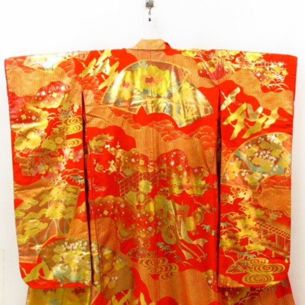 * kimono 10* 1 jpy silk strike .. crane . length 192cm.66cm [ including in a package possible ] ****