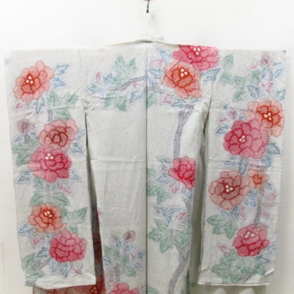 * kimono 10* 1 jpy silk long-sleeved kimono simplified goods total aperture stop length 162cm [ including in a package possible ] ****