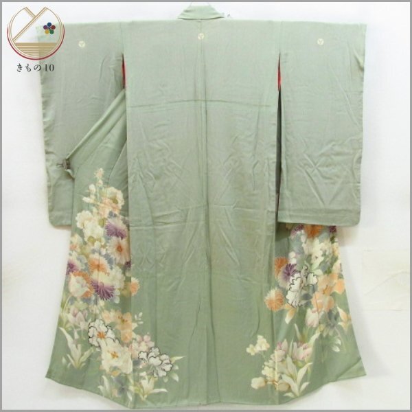 * кимоно 10* 1 иен шелк кимоно с длинными рукавами античный вышивка . длина 150cm.63cm [ включение в покупку возможно ] ***