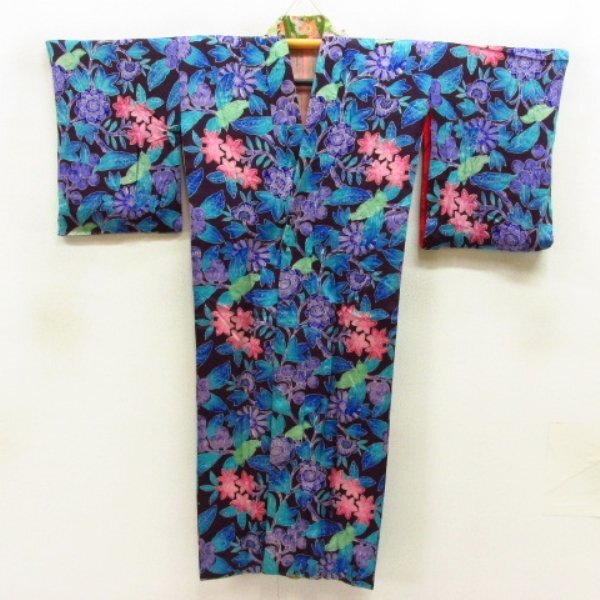 * кимоно 10* 1 иен шелк мелкий рисунок античный . длина 130cm.59cm [ включение в покупку возможно ] ***