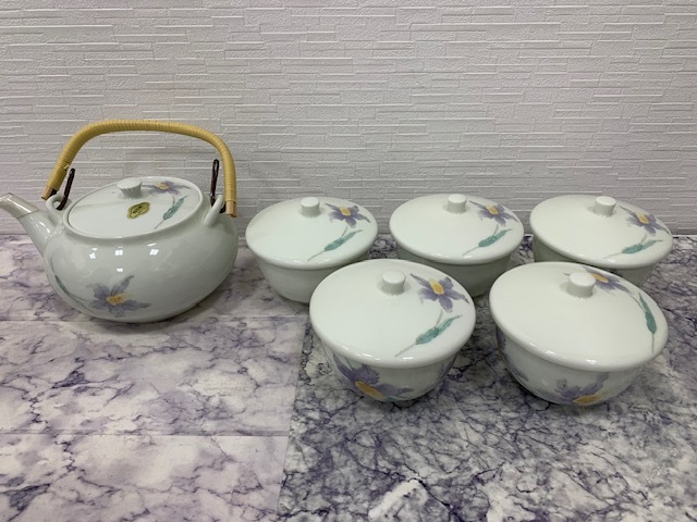 ☆1000円スタート☆有田焼 雅峰窯　茶器揃 急須 蓋付き 湯呑み 5客セット　◆24763_画像1