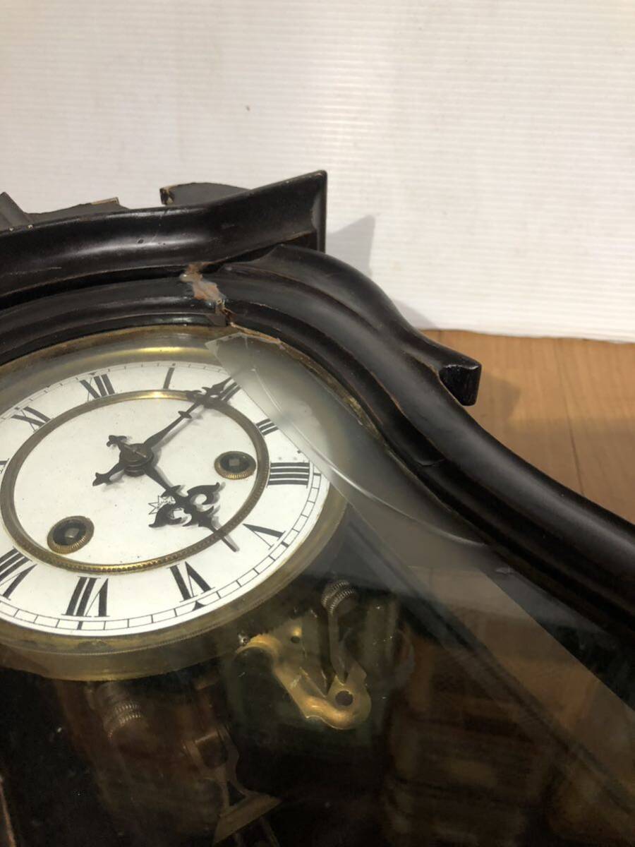 アンティーク 柱時計 古時計 掛け時計 レトロ ゼンマイ バイオリン型　ユニハンス　_画像3