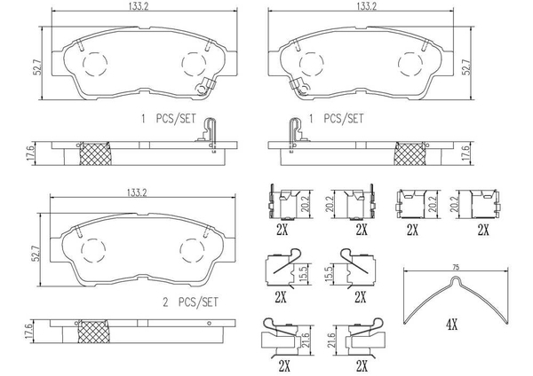 カリーナ AT190 ブレーキパッド フロント左右セット ブレンボ セラミックパッド P83 034N brembo CERAMIC PAD フロントのみ CARINA_画像4