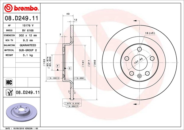 S90 PB420 ブレーキローター リア左右セット ブレンボ ブレーキディスク 08.D249.11 brembo BRAKE DISC リアのみ ディスクローター_画像2