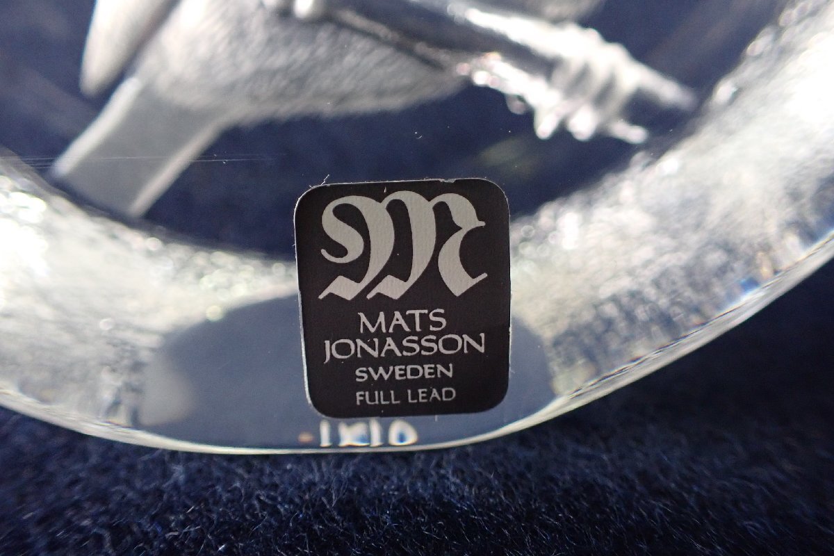 ★051540 マッツジョナサン MATS JONASSON クリスタルガラス 鳥彫 置物 スウェーデン製★_画像2