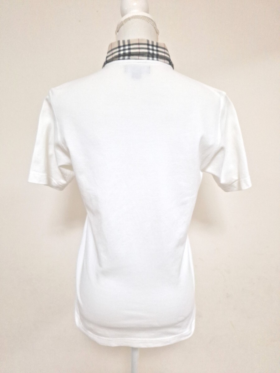 バーバリーロンドン ポロシャツ M ホワイト 白 ノバチェック ホースマーク ゴールド 刺繍 コットン BURBERRY 半袖 ゴルフ メンズ Tシャツの画像6