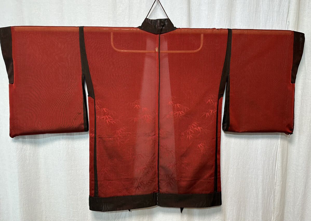 昭和レトロ　着物 羽織 紗　笹の葉の柄　透かし模様　正絹 _画像8