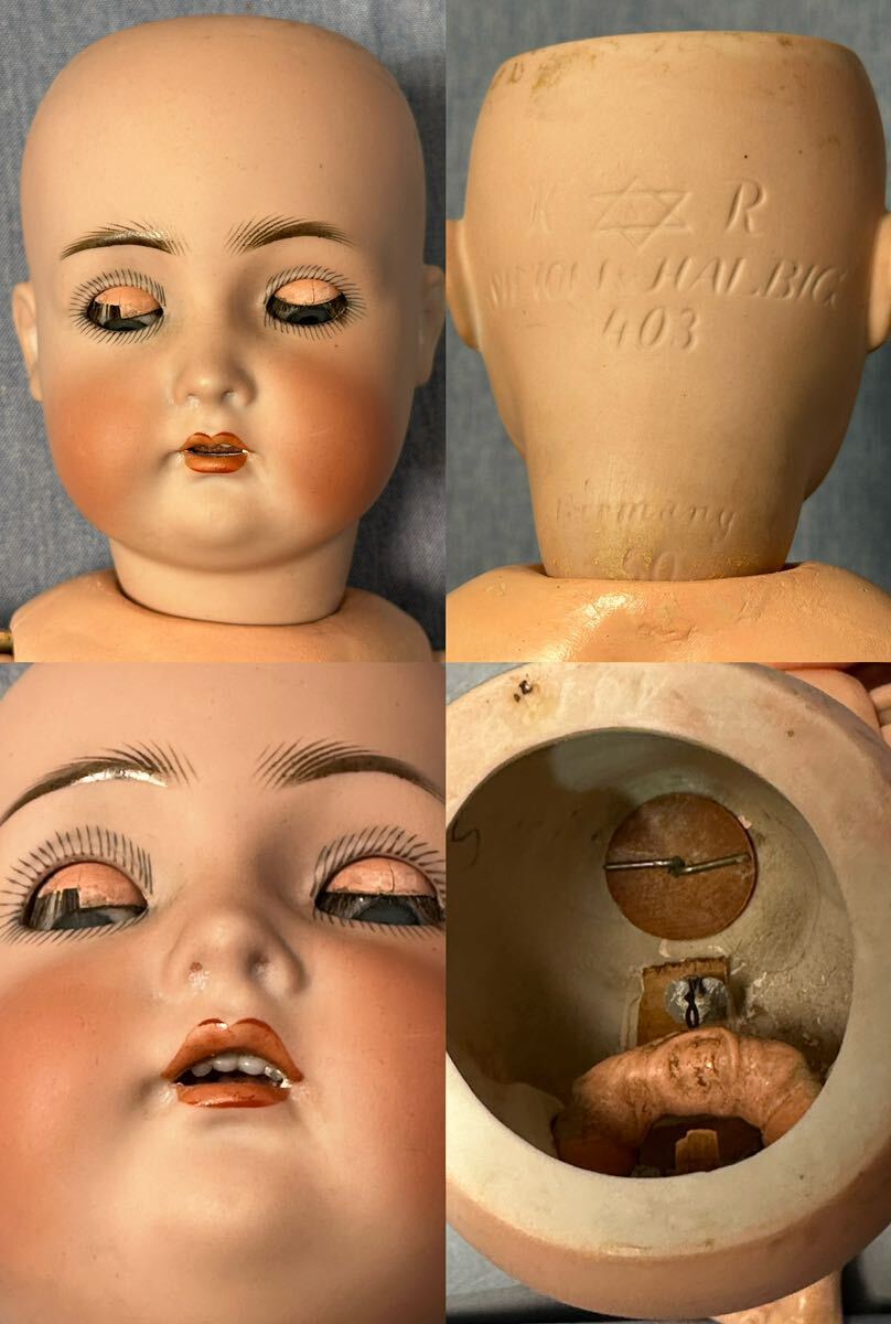  античный фарфоровая кукла simon Hal Bick девочка гонки 52cm