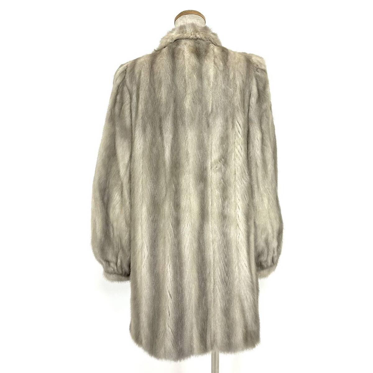 【貂商】h2873 carven furs サファイアミンク ハーフコート デザインコート セミロング ミンクコート 貂皮 mink身丈 約80cmの画像3