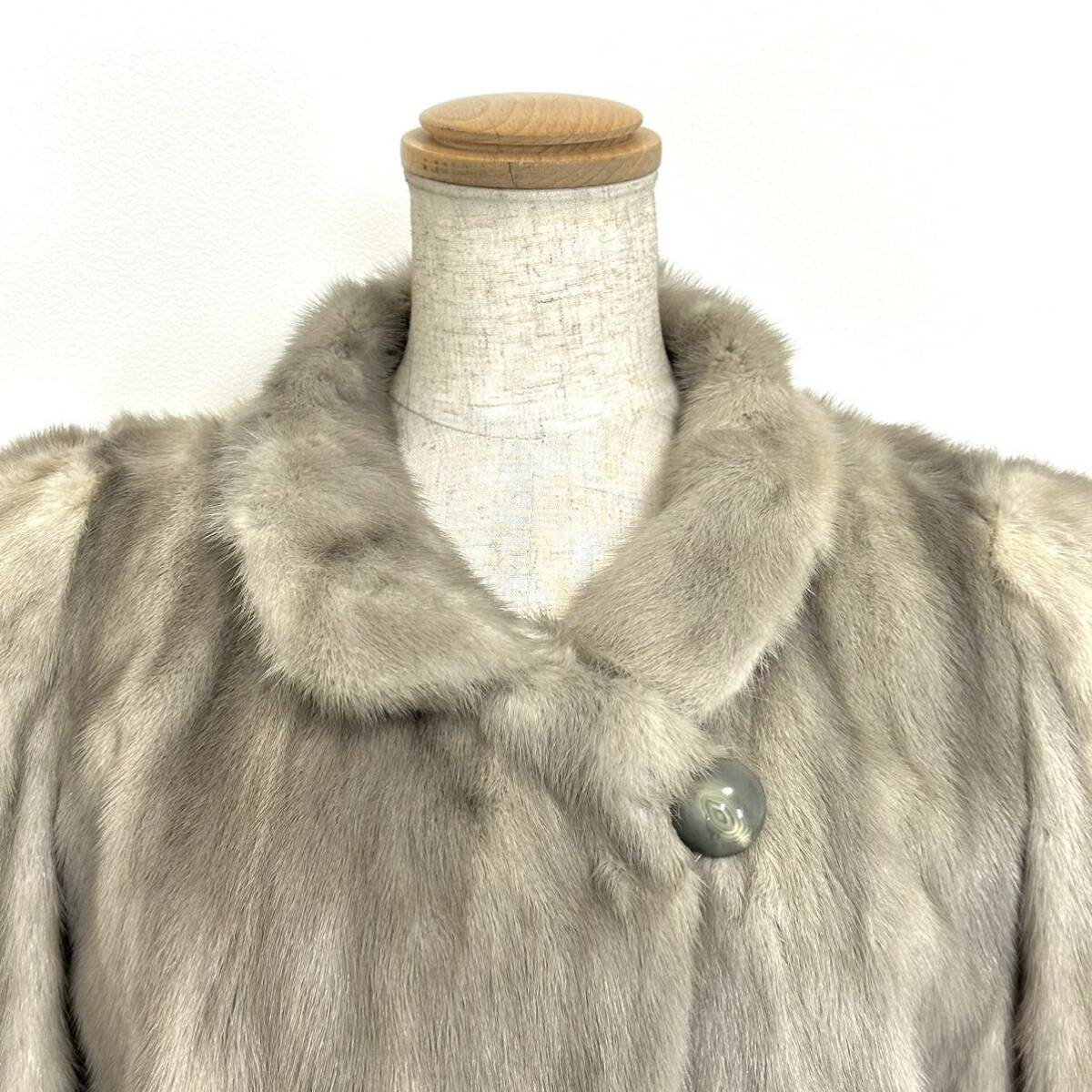 【貂商】h2873 carven furs サファイアミンク ハーフコート デザインコート セミロング ミンクコート 貂皮 mink身丈 約80cmの画像6