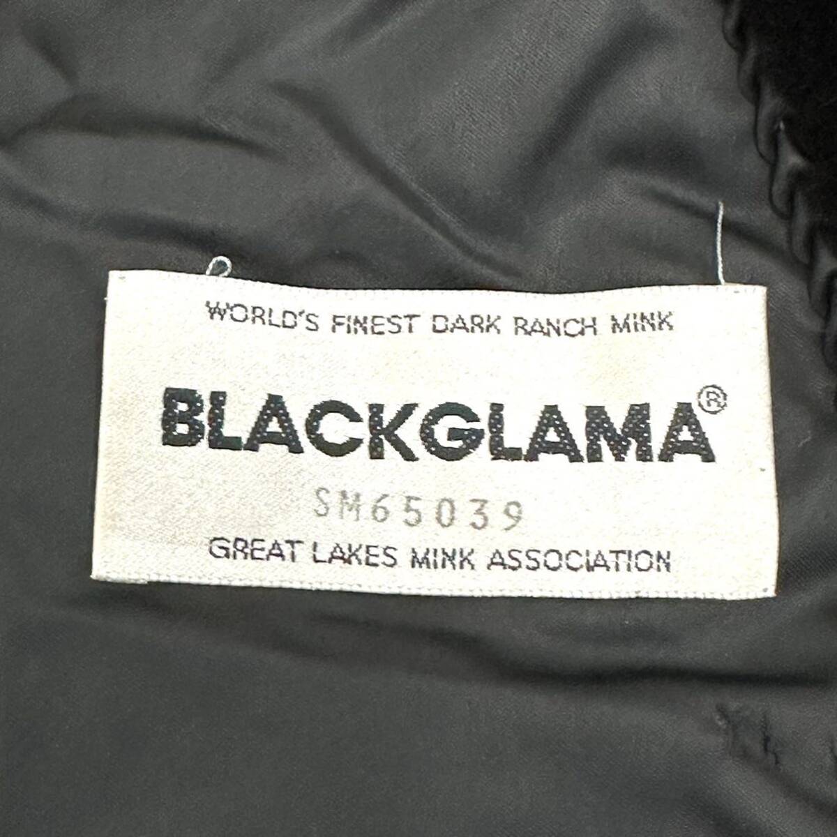 【貂商】h2926 BLACKGLAMA ブラックグラマミンク ハーフコート セミロング ミンクコート 貂皮 mink身丈 約90cm_画像9