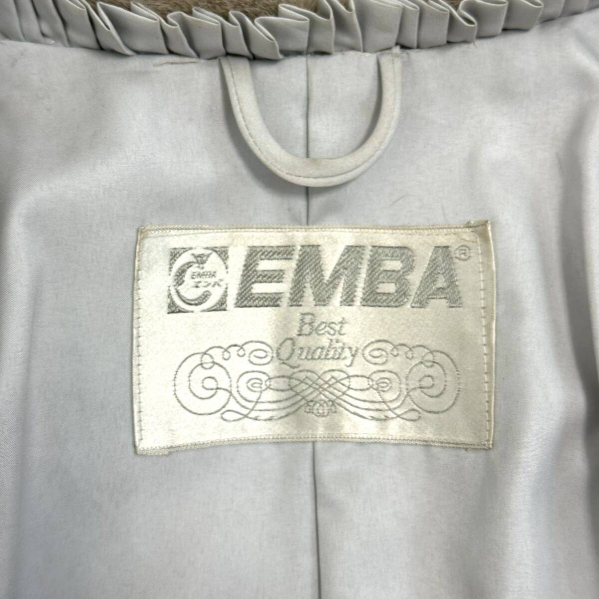 【貂商】h2950 EMBA サファイアミンク デザインコート ハーフコート セミロング ミンクコート 貂皮 mink身丈 約75cm_画像9