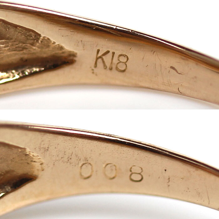 K18PG ピンクゴールド リング・指輪 ダイヤモンド0.08ct 6号 1.5g レディース 中古_画像5