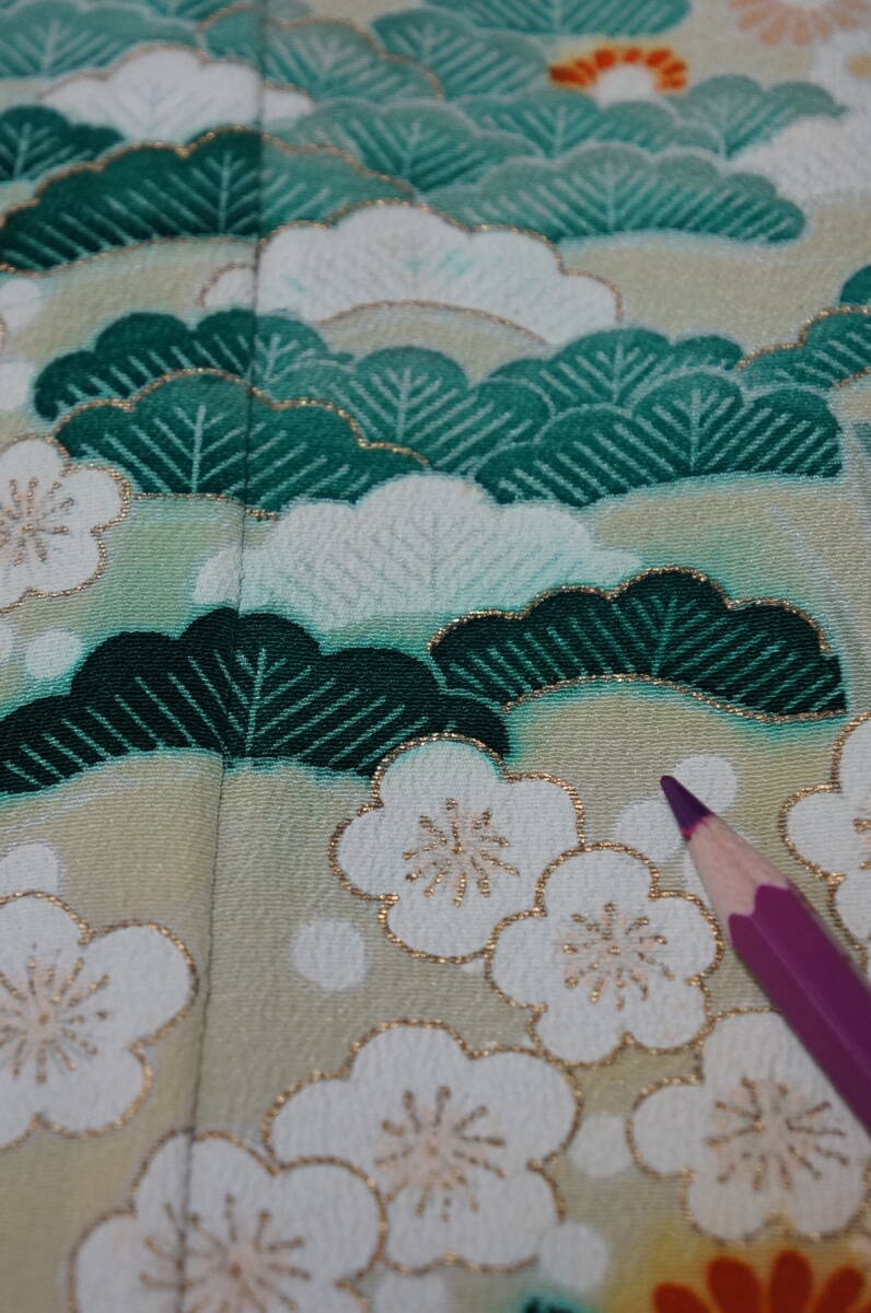  kimono remake * jumper skirt * kurotomesode * floral print * with defect 