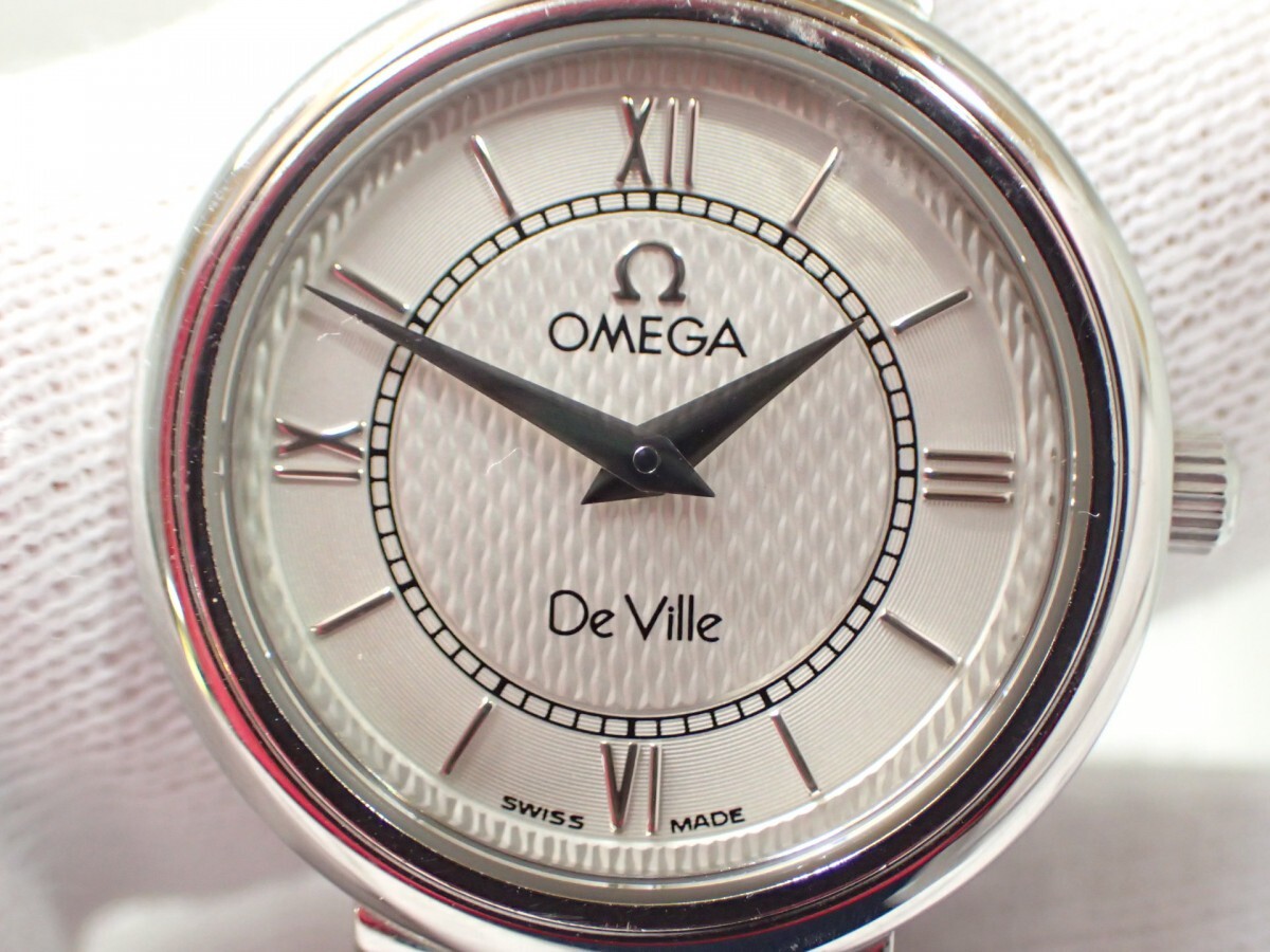 m2445 / OMEGA De Ville オメガ デビル クォーツ 白文字盤 シルバー レディース 腕時計 現状品 非稼働 ジャンク_画像3