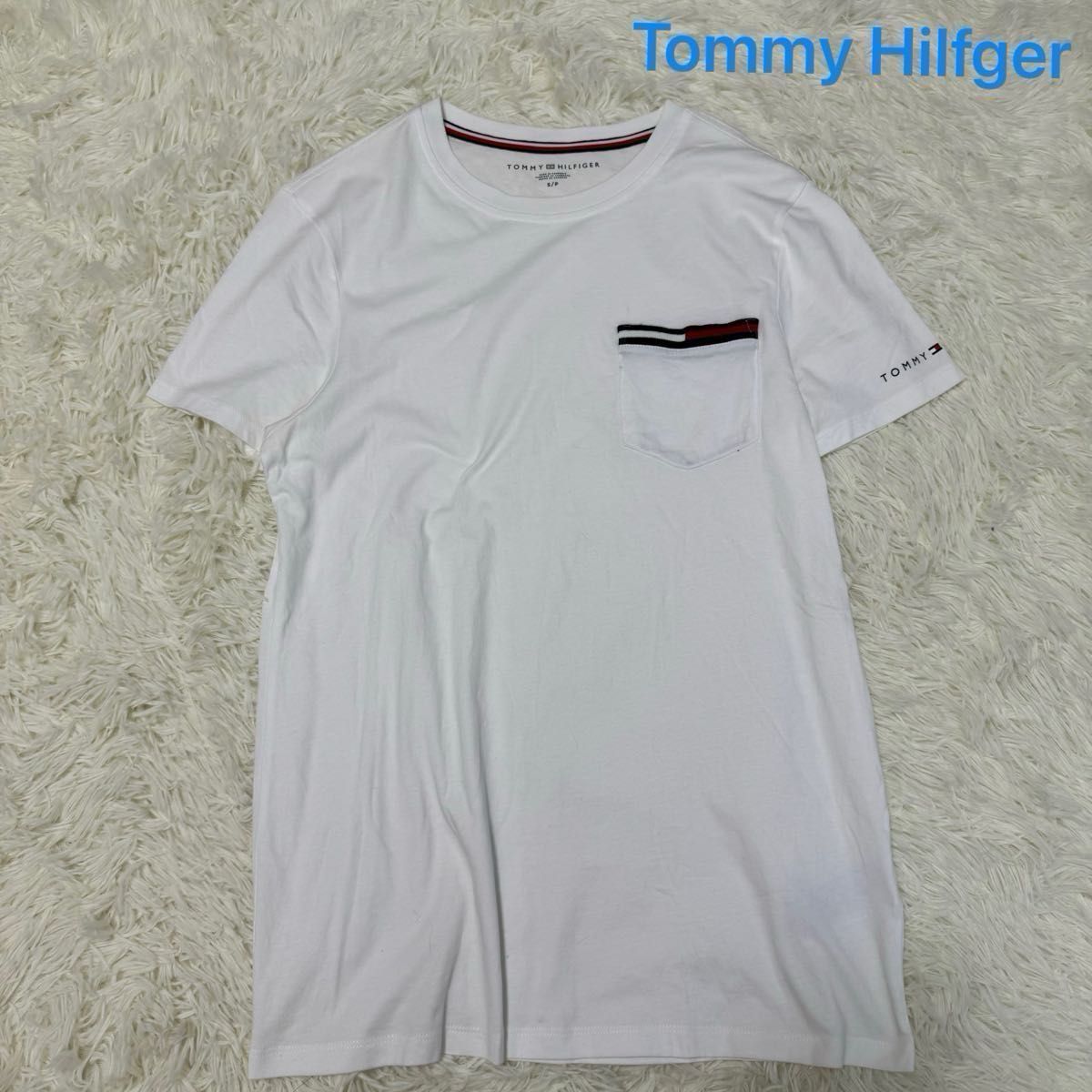 TOMMY HILFIGER美品♪トミーヒルフィガー　 白 半袖Tシャツ ポケット ホワイト S y0142