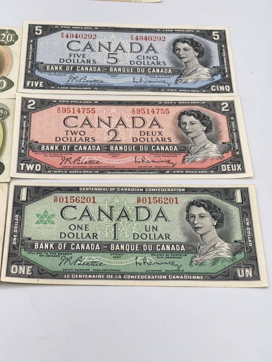  Canada dollar old note set 50CAD×1 sheets 20CAD×2 sheets 10CAD×1 sheets 5CAD×1 sheets 2CAD×1 sheets 1CAD×1 sheets total 107CAD