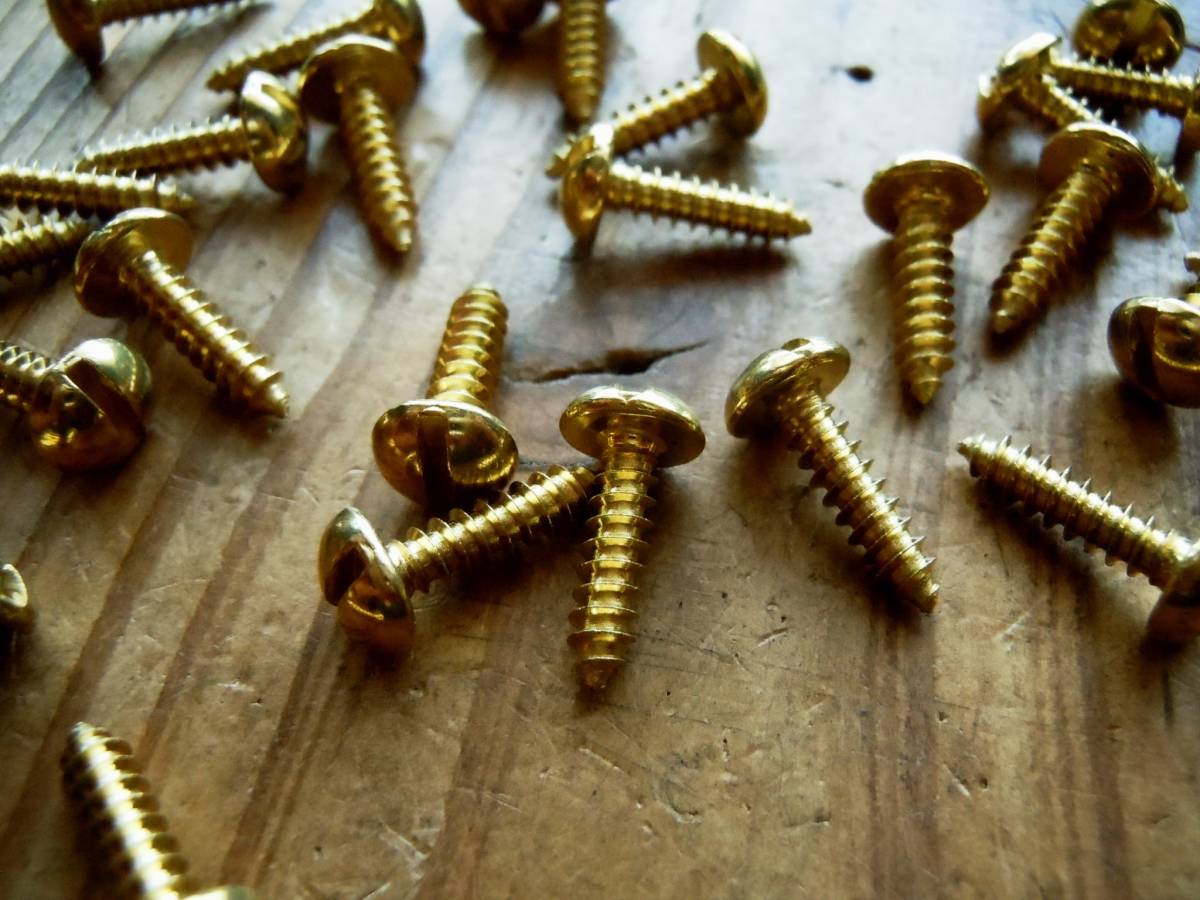 * prompt decision (B)*60ps.@* 12 millimeter * brass. small circle head minus tree screw * DIY* old tool * antique furniture * repair * rare * yellow copper * all screw * screw * screw 