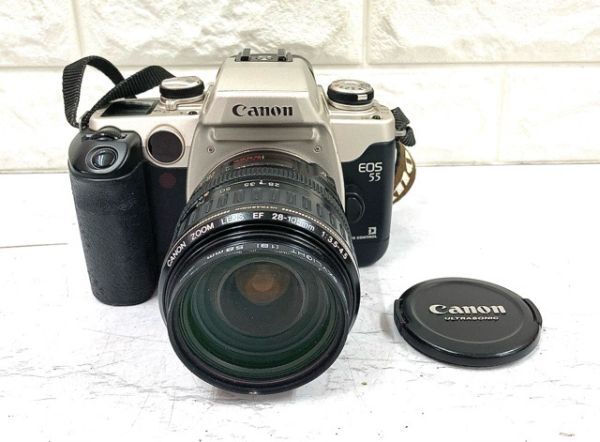 Canon キヤノン EOS 55 一眼レフカメラ+ZOOM LENS EF 28-105mm 1:3.5-4.5 通電 シャッターのみ確認済 fah 5J011Aの画像1