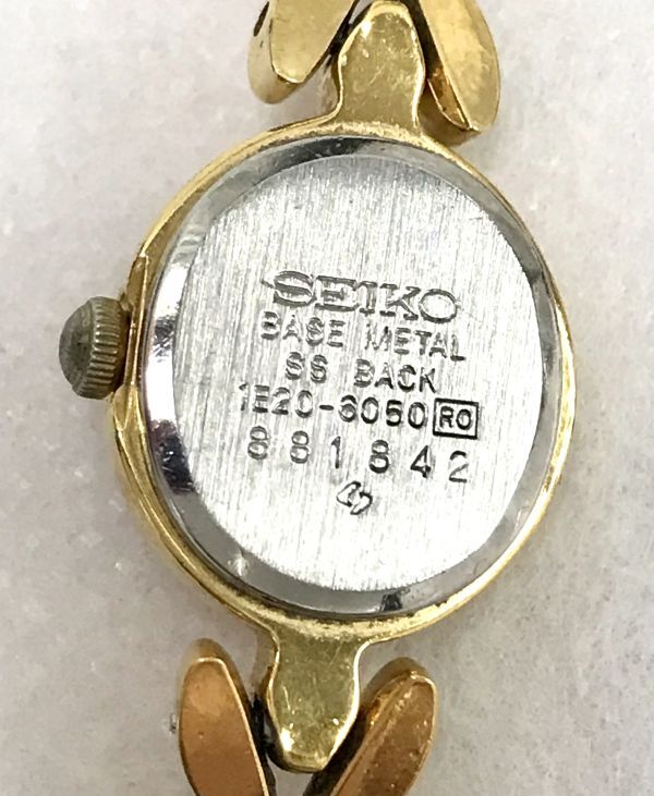 SEIKO セイコー 1E20-6050 レディース腕時計 ゴールドカラー ラインストーン 電池交換済 稼働品 fah 5J060S_画像6