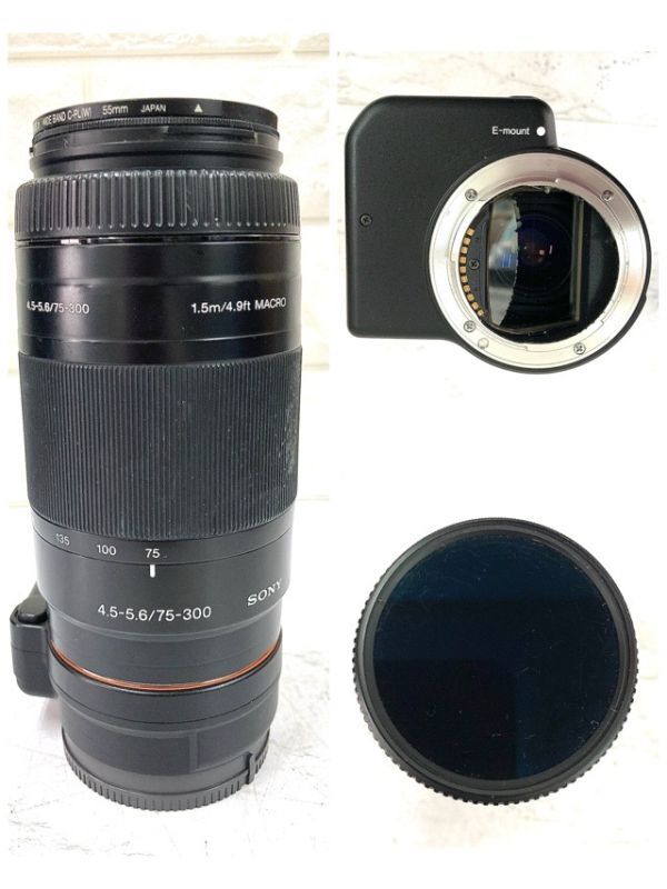 SONY ソニー α 7R ILCE-7Rミラーレス一眼 カメラ+75-300mm f/4.5-5.6 MACRO ズームレンズ レンズフード付 動作未確認 fah 5A019の画像10