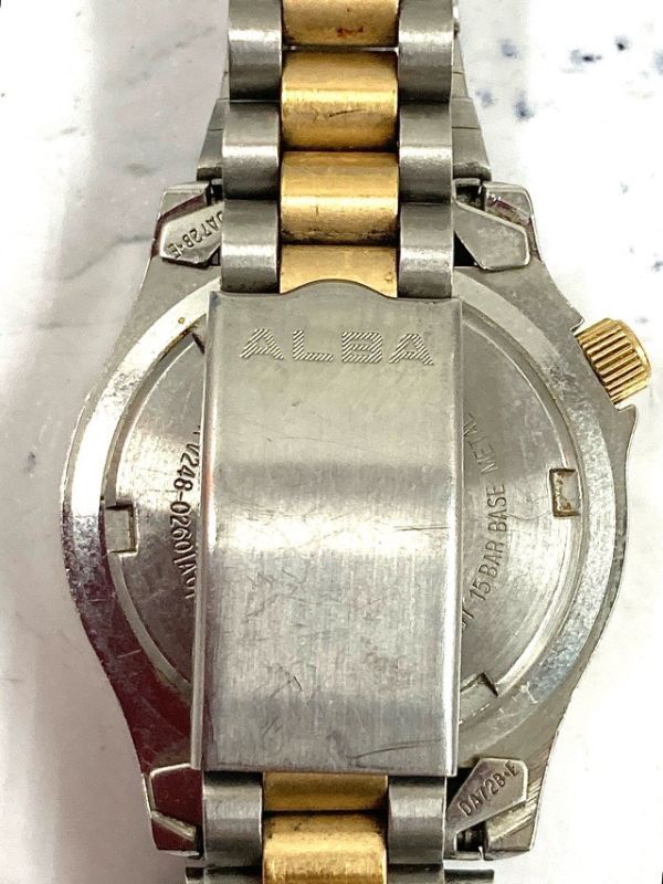 SEIKO セイコー ALBA アルバ AQUA GEAR クオーツ レディース 腕時計 V248-0260 デイデイト ゴールド文字盤 電池交換済み fah 5A063_画像4