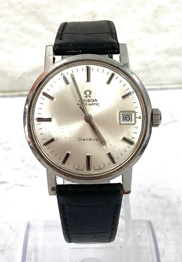 OMEGA Geneve オメガ ジュネーブ クオーツ メンズ 腕時計 デイト シルバーベージュ文字盤 fah 5A025の画像1