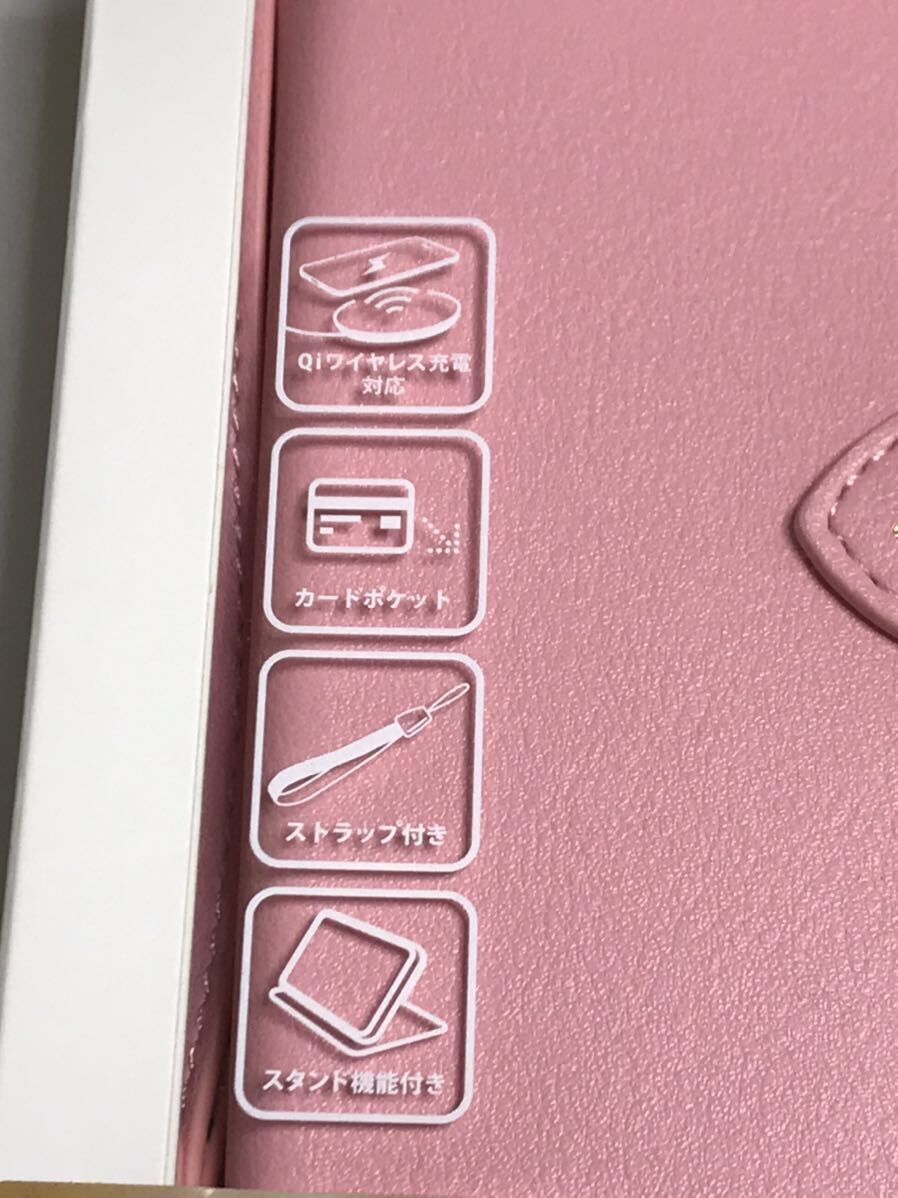 匿名送料込み iPhone12mini用カバー 手帳型ケース ピンク FLEUR ストラップ スタンド機能 カードポケット 12mini アイフォーン12ミニ/WE2_画像3