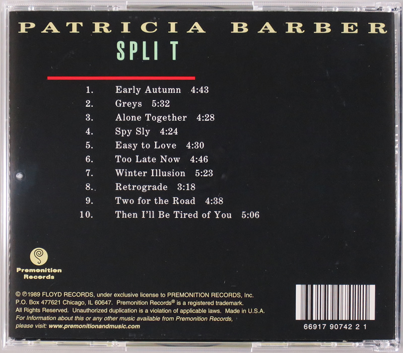 (CD) Patricia Barber [Split] foreign record 669179074221 Premonition Records Patricia * bar bar debut work 