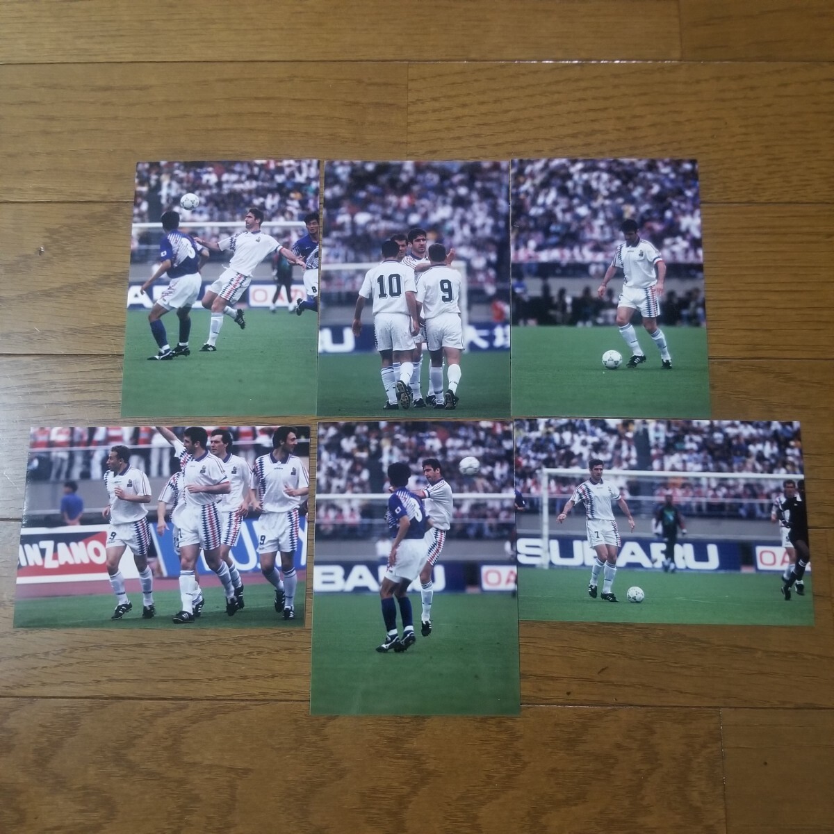 1994 year giraffe cup soccer Japan representative VS France life photograph can tona6 sheets ( inspection ) three .. good pa bread te car n man Cesta -panini autograph none 