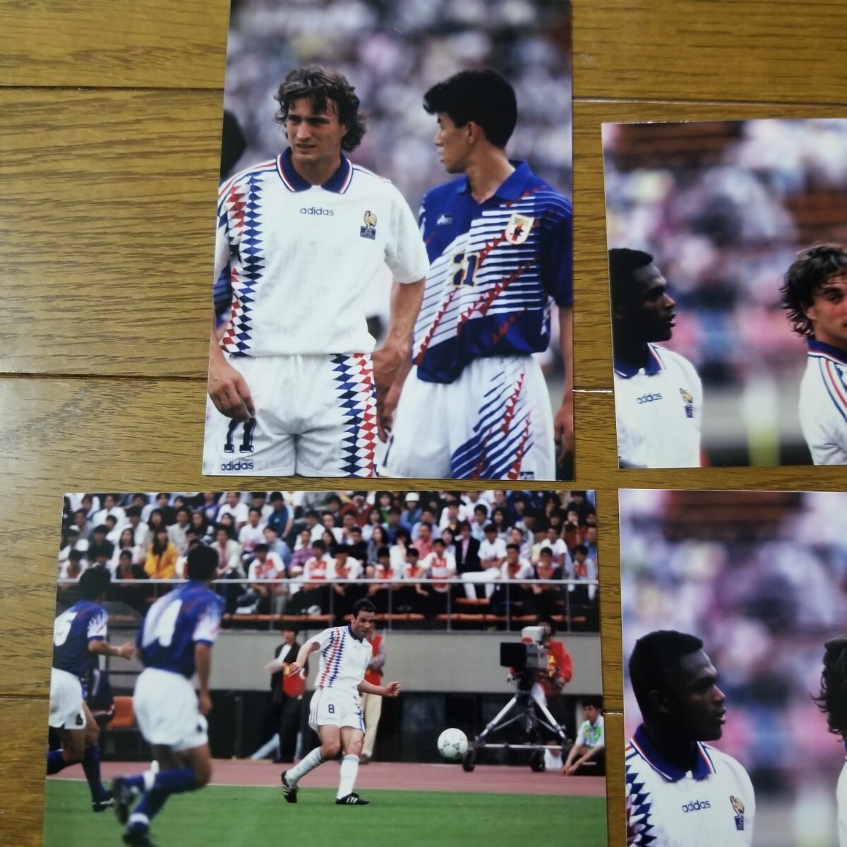 1994 year giraffe cup soccer Japan representative VS France da vi do*ji Nora rugen life photograph 4 sheets ( inspection ) three .. good can tonapanini autograph none 