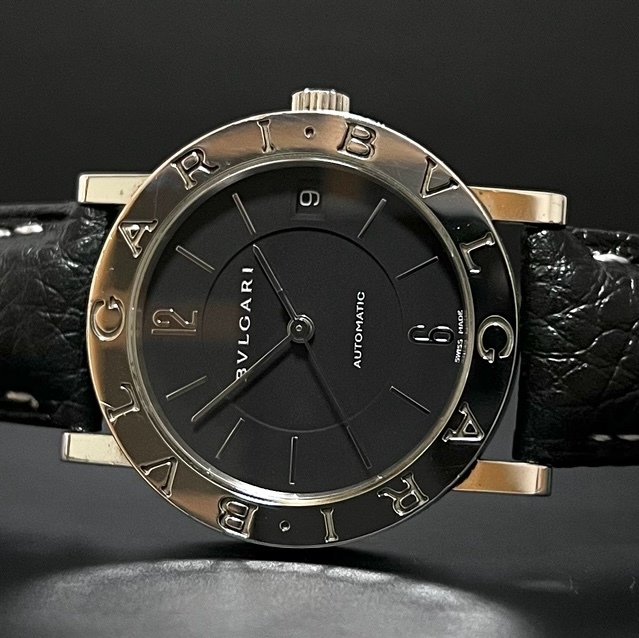 1円～ 美品 精度良好 BVLGARI ブルガリ BB33SL 自動巻き AT 黒文字盤 腕時計の画像1