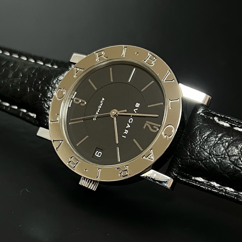 1円～ 美品 精度良好 BVLGARI ブルガリ BB33SL 自動巻き AT 黒文字盤 腕時計の画像4