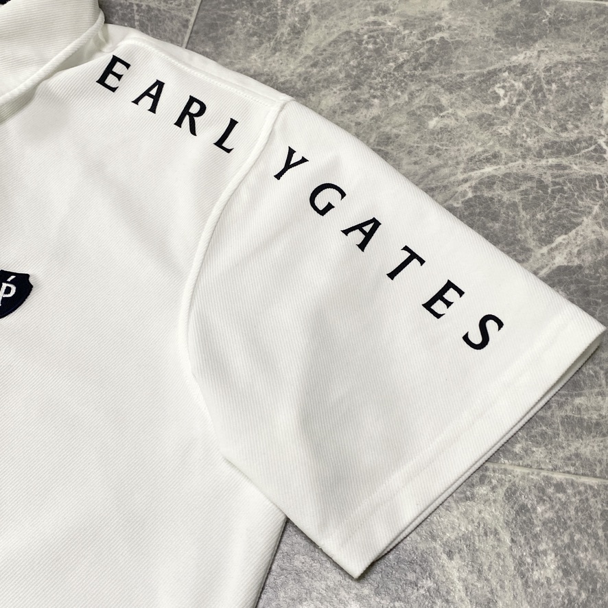 近年モデル PEARLY GATES パーリーゲイツ 半袖 ポロシャツ ストレッチ 吸水速乾 メンズ 5 (L) 白 ホワイト アーチロゴ ゴルフウェア C449_画像5