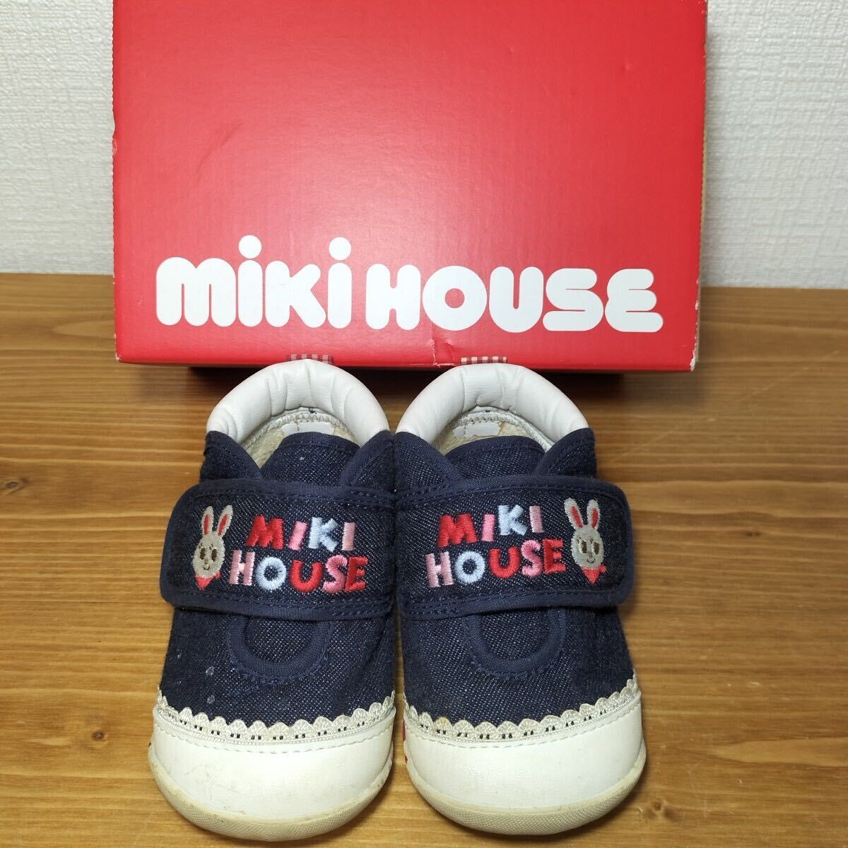 5-85 miki HOUSE ミキハウス ベビー用品 キッズ用品 靴 シューズ スニーカー 紺 インディゴブルー サイズ表記12cmの画像2