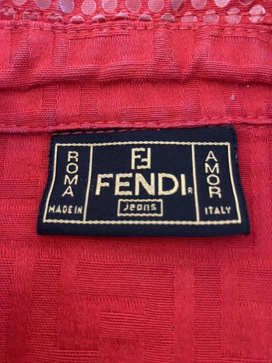 5-41 FENDI フェンディ ジャケット アウター 上着 長袖 ズッカ柄 総柄 赤 レッド コットン100% イタリア製 女性用 レディース の画像7