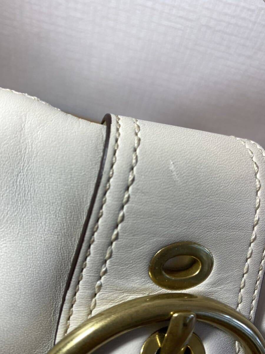 *5-137 COACH Coach shoulder bag handbag bag bag shoulder leather eggshell white ivory keep hand knitting lady's 