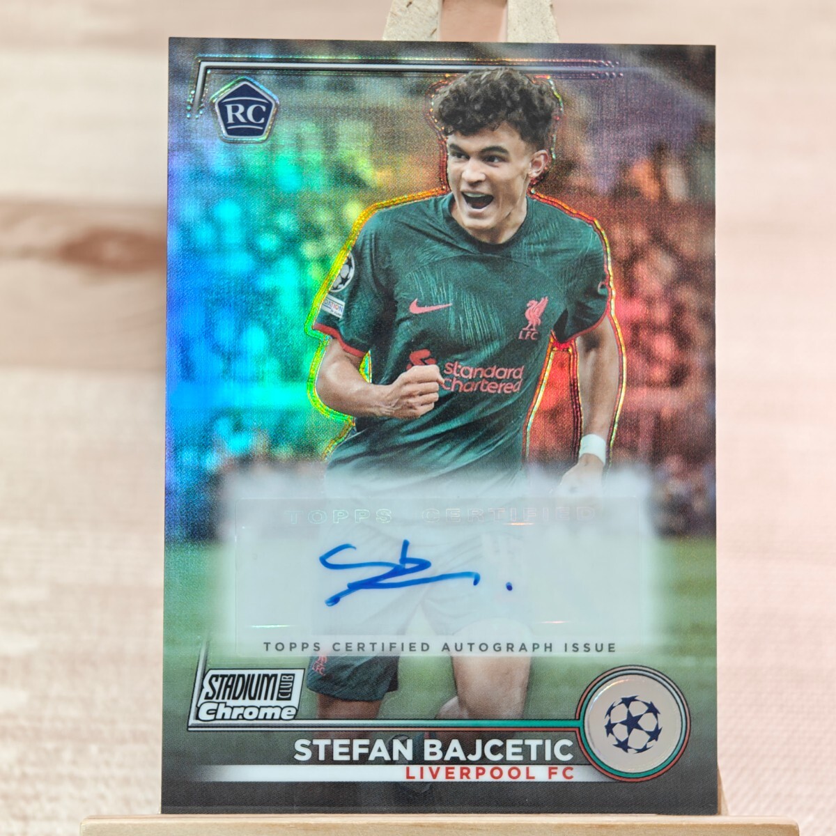 ステファン・バイチェティッチ 2022-23 Topps Stadium Club Chrome UEFA Stefan Bajcetic Autograph Auto Liverpool RC 直筆サインカードの画像1