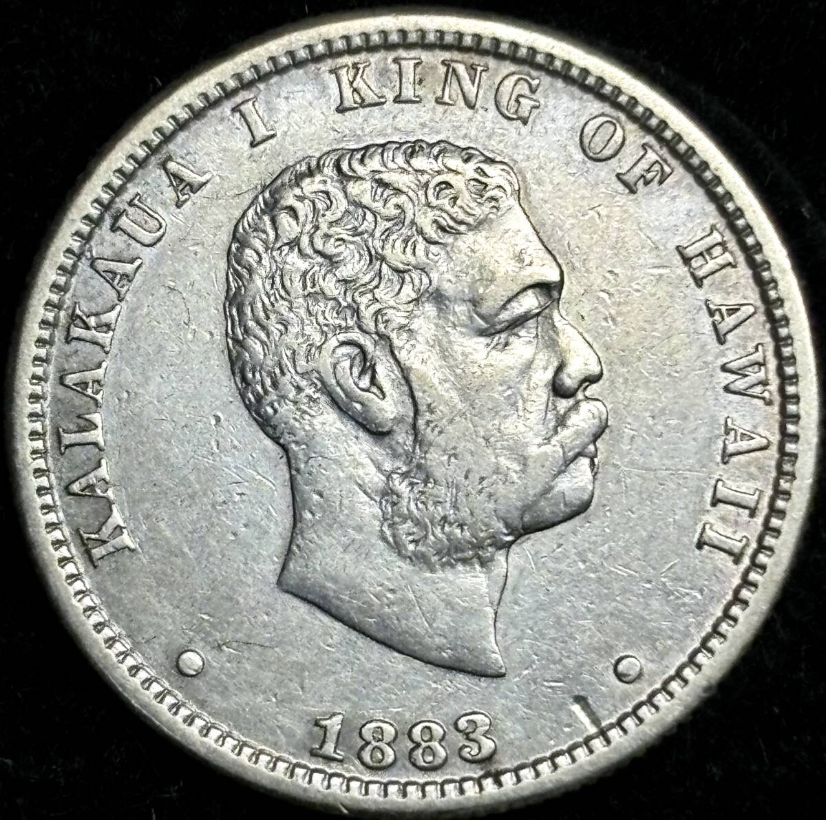 【旧ハワイ王国銀貨】(1883年銘 6.2g 直径24mm)_画像1